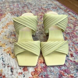 Dolce Vita Yellow-Green Sandals with Pleated Straps